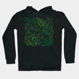 Green Leafy Pattern Hoodie